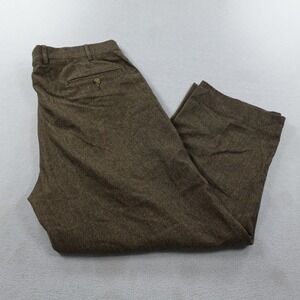 Orvis Dress Pants Mens 38 Brown Chevron Wool Cashmere Straight Leg Trouser